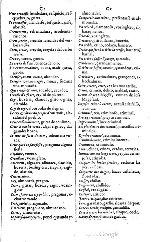 1621 - Adrian Tiffaine - Trésor des deux langues espagnole et française - BM Lyon