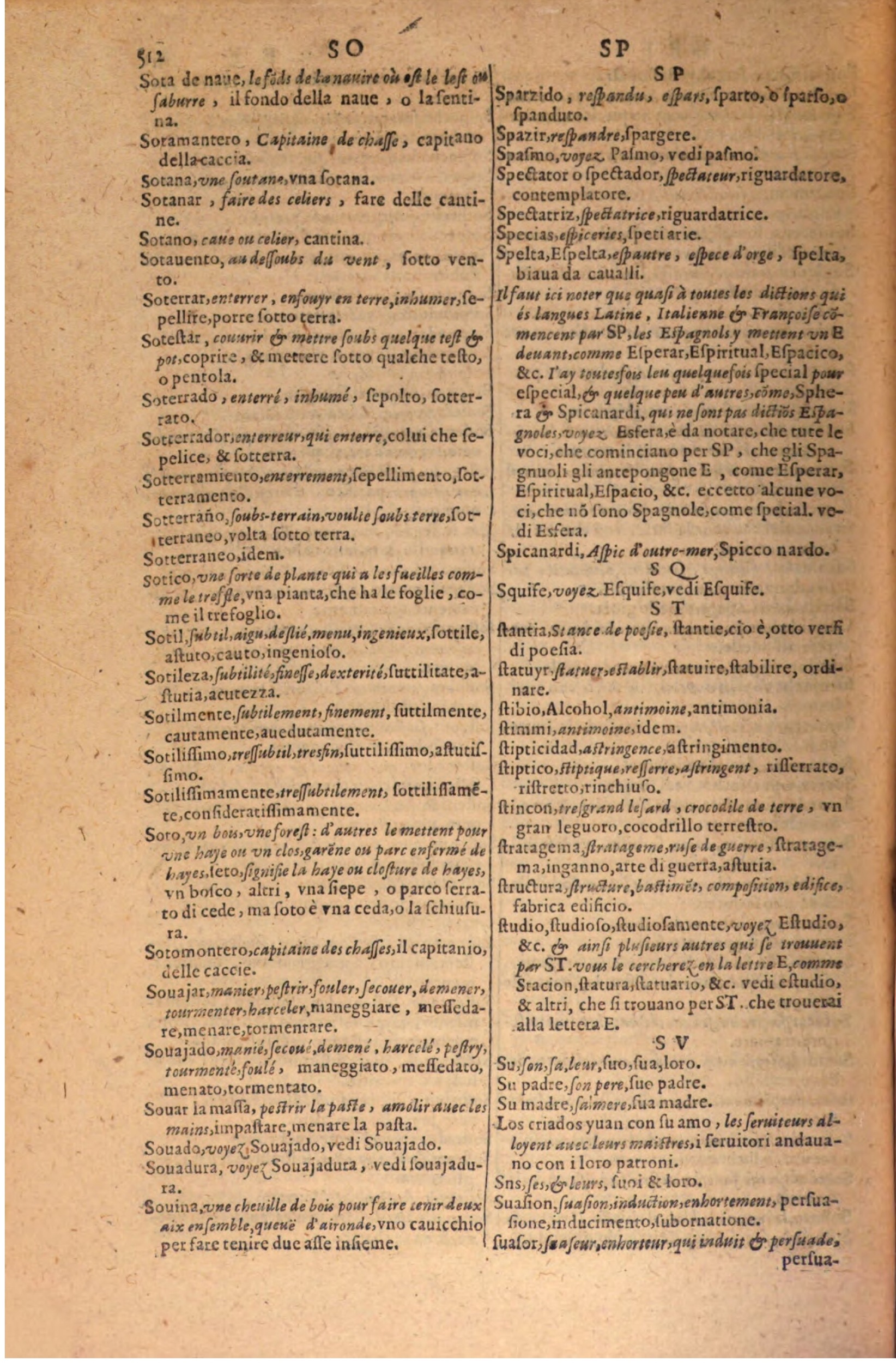 1606 - Samuel Crespin - Thresor des trois langues, francoise, italiene et espagnolle - BSB Munich