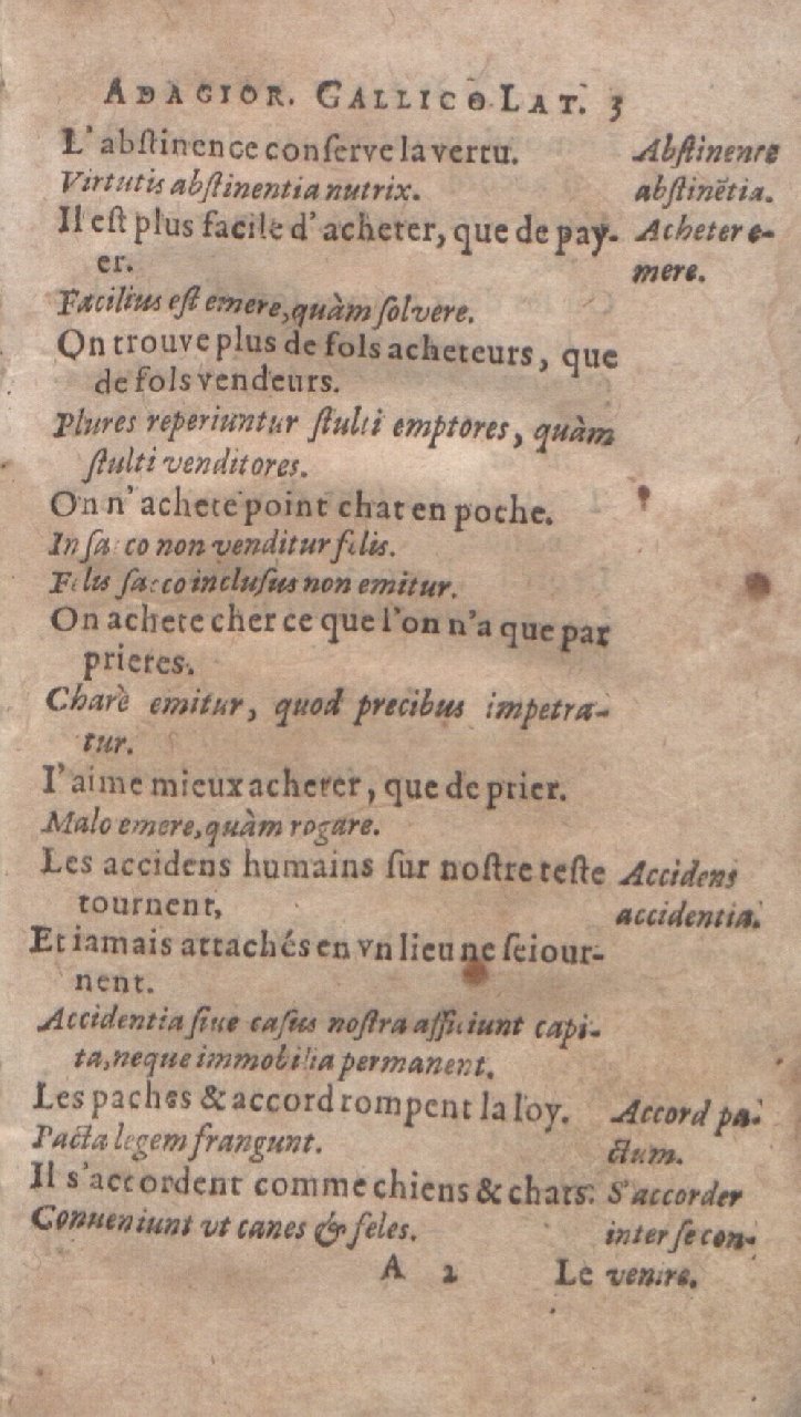 1612 - Dominicus Custos - Trésor des proverbes français  - Bibliopol-Olomuc