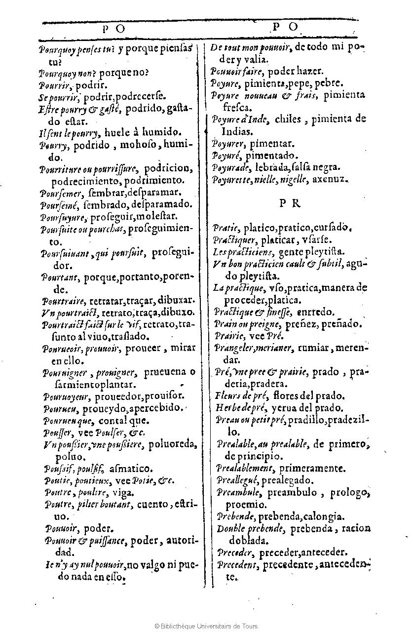 1607 - Marc Orry - Trésor des deux langues espagnole et française (Première et Seconde parties) - BU Tours