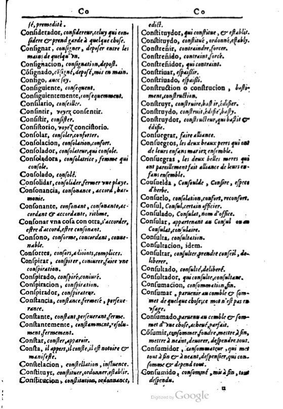 1616 - Veuve Marc Orry - Trésor des deux langues espagnole et française (Première et Seconde parties) - BM Lyon