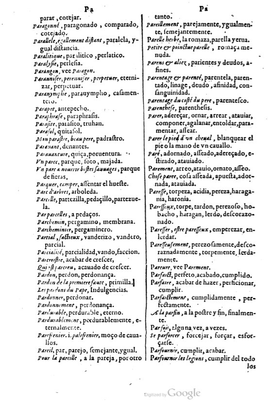 1621 - Adrian Tiffaine - Trésor des deux langues espagnole et française - BM Lyon