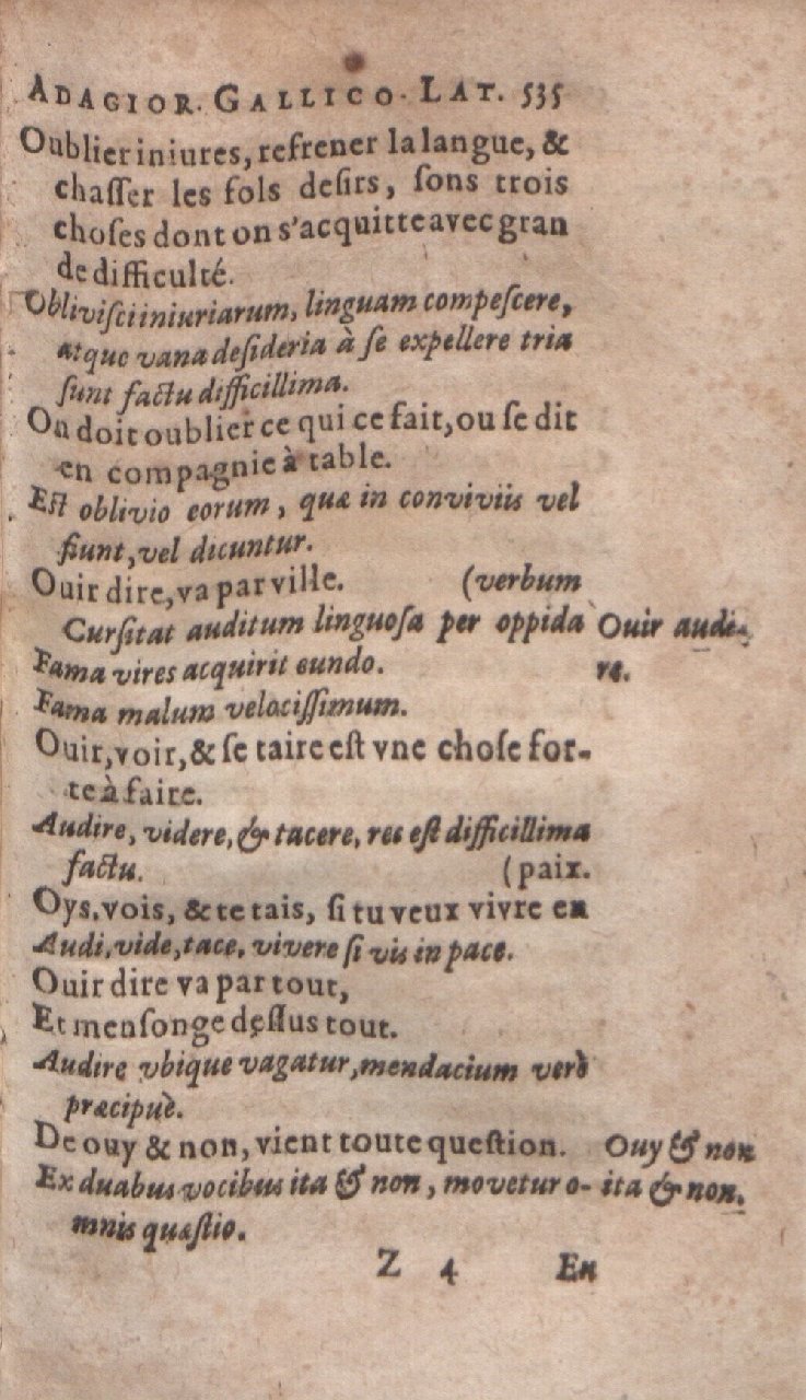 1612 - Dominicus Custos - Trésor des proverbes français  - Bibliopol-Olomuc