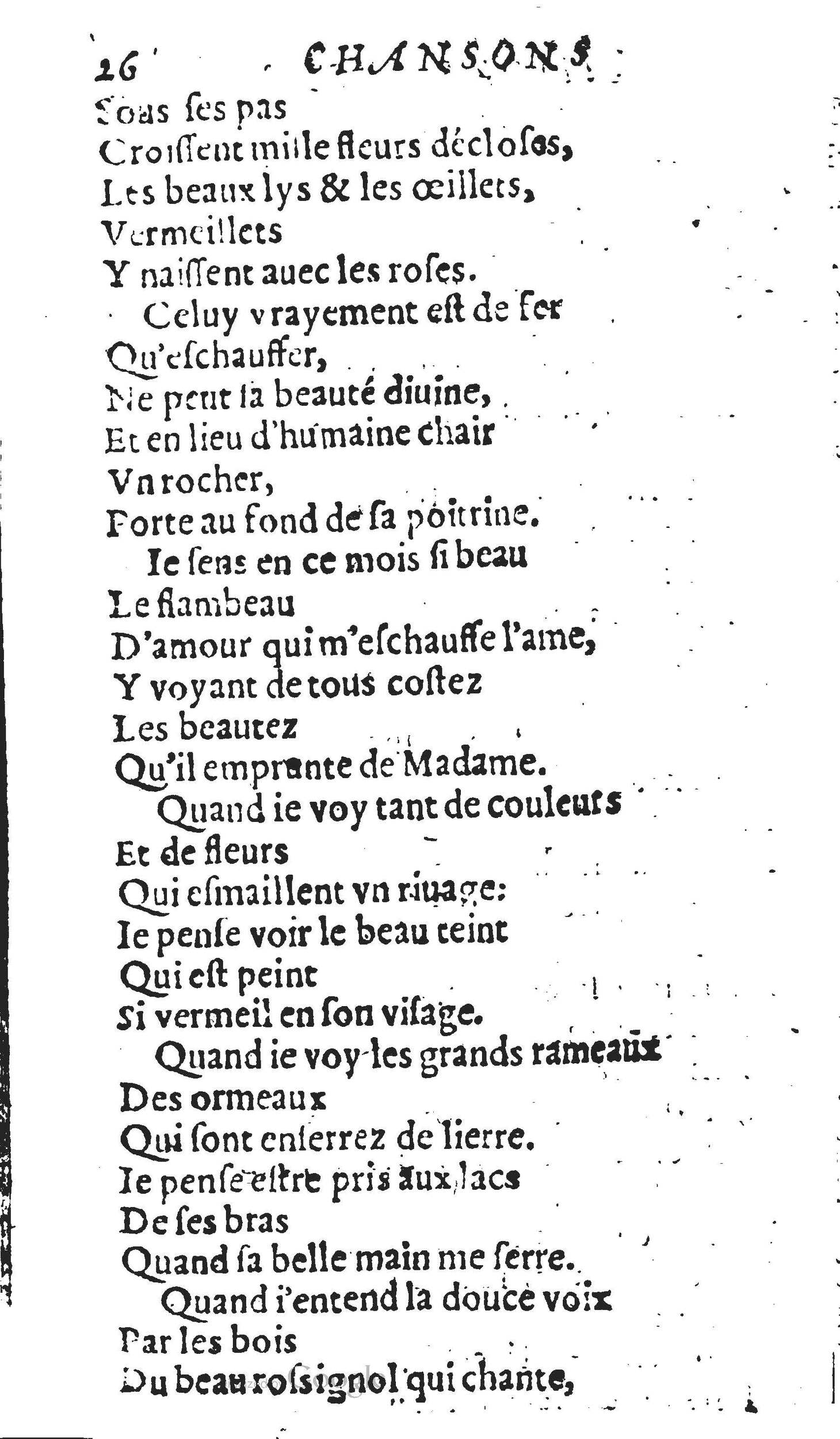 1606 - Théodore Reinsart - Trésor des chansons amoureuses recueillies des plus excellents airs de cour - Livre II - NK ČR Prague
