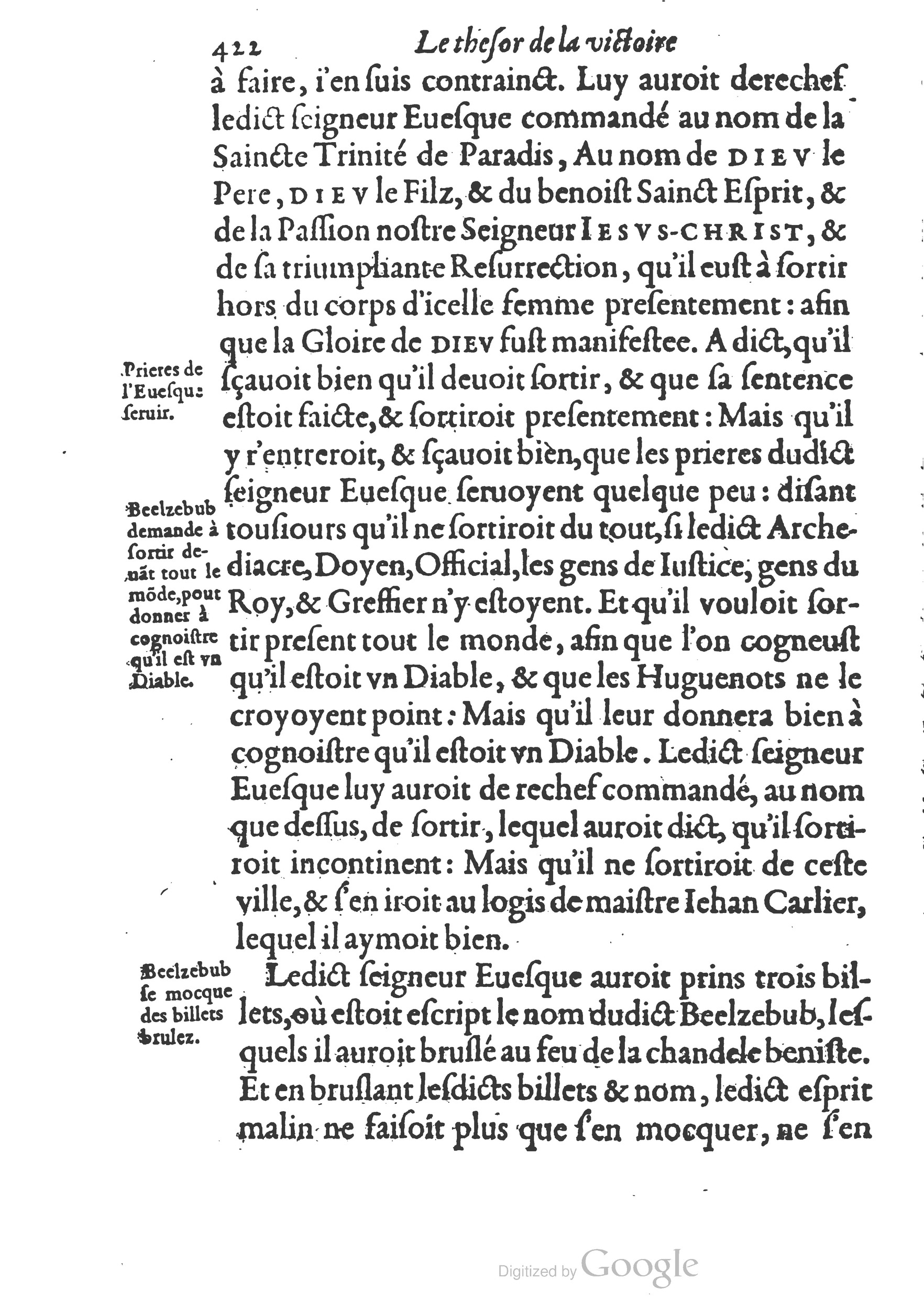 1578 - Nicolas Chesneau - Trésor et entière histoire de la triomphante victoire du corps de Dieu sur l’esprit malin - British Library