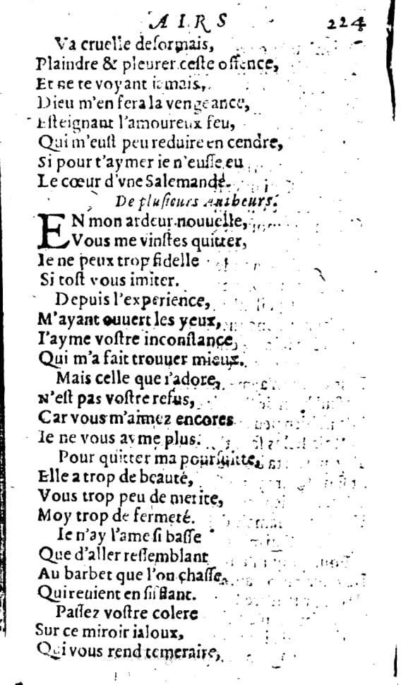 1606 - Théodore Reinsart - Trésor des chansons amoureuses recueillies des plus excellents airs de cour - Livre I - NK ČR Prague
