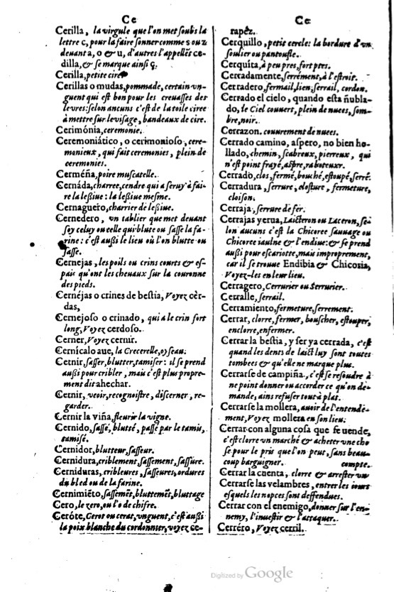 1621 - Adrian Tiffaine - Trésor des deux langues espagnole et française - BM Lyon