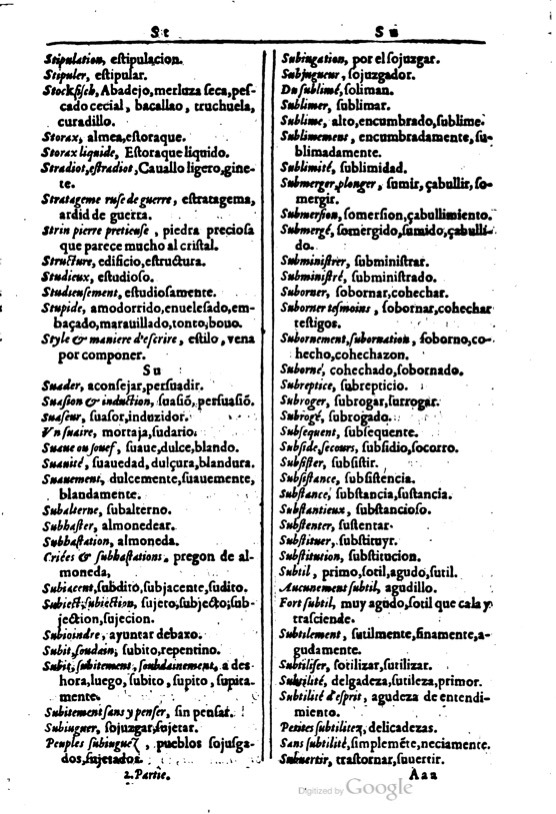 1616 - Veuve Marc Orry - Trésor des deux langues espagnole et française (Première et Seconde parties) - BM Lyon