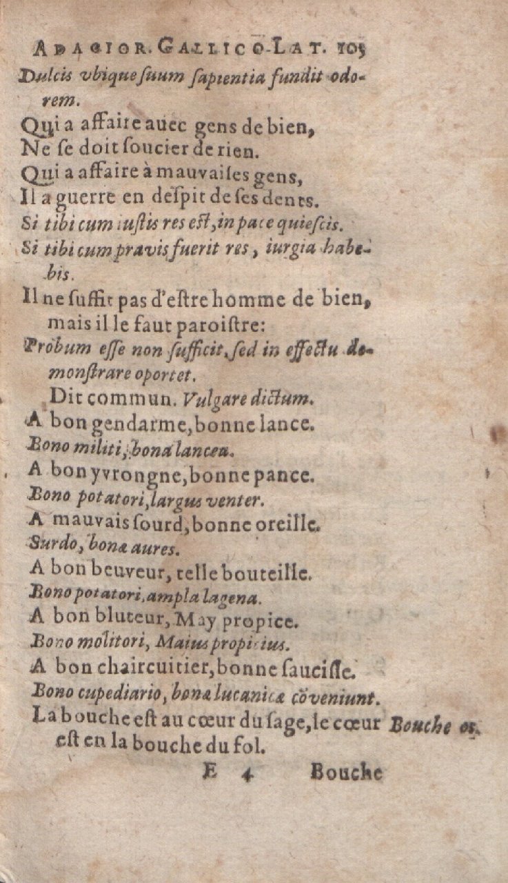 1612 - Dominicus Custos - Trésor des proverbes français  - Bibliopol-Olomuc