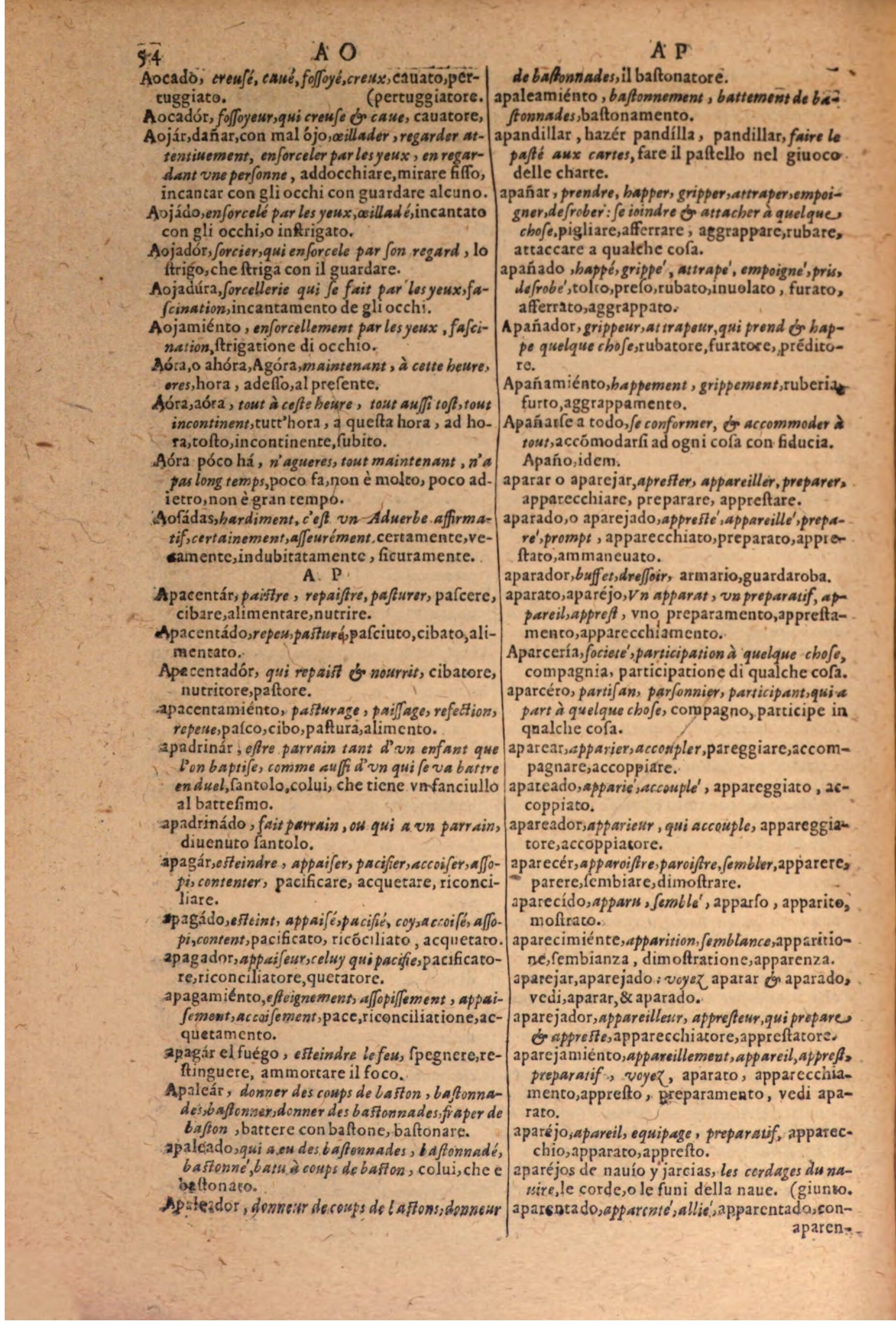 1606 - Samuel Crespin - Thresor des trois langues, francoise, italiene et espagnolle - BSB Munich
