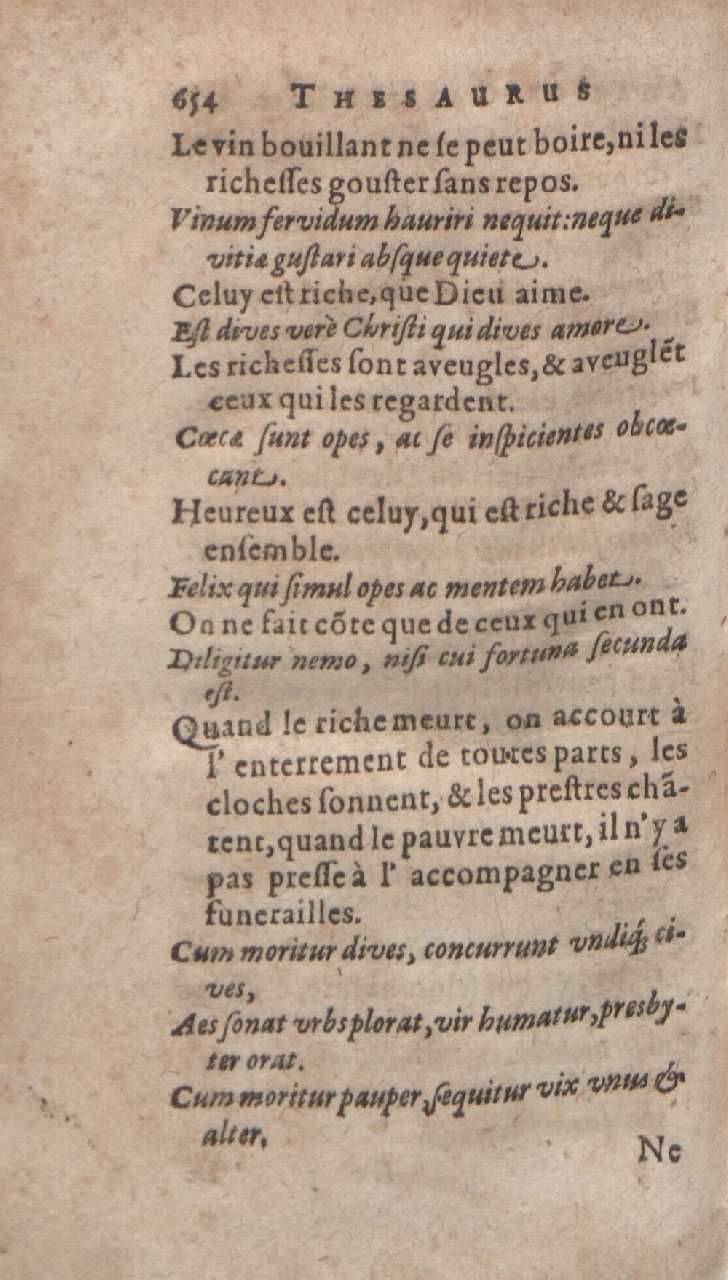 1612 - Dominicus Custos - Trésor des proverbes français  - Bibliopol-Olomuc