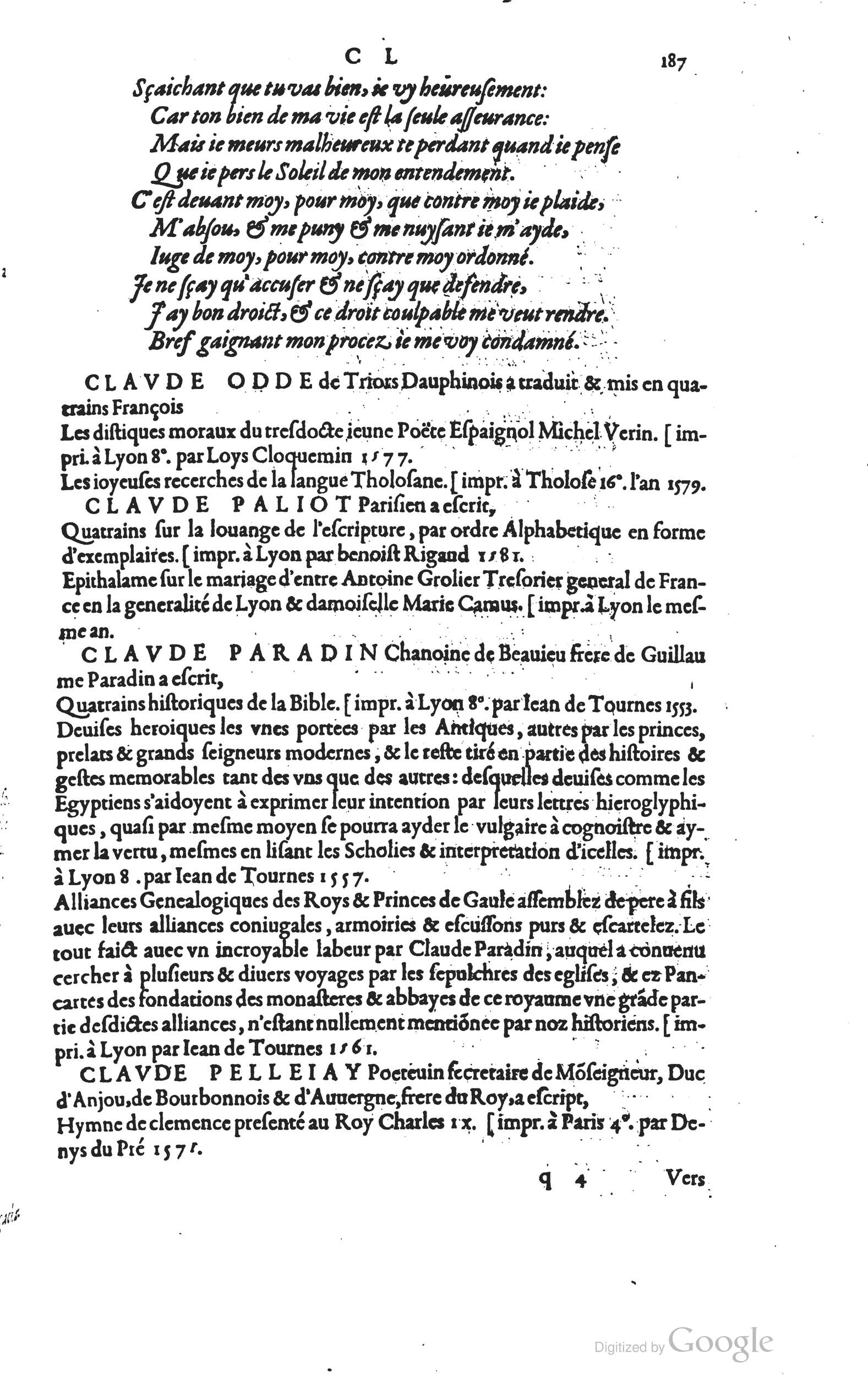 1585 - Barthélemy Honorat - Bibliothèques françaises - BSB Munich
