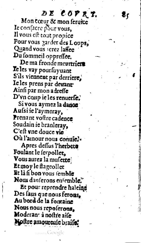 1606 - Théodore Reinsart - Trésor des chansons amoureuses recueillies des plus excellents airs de cour - Livre I - NK ČR Prague