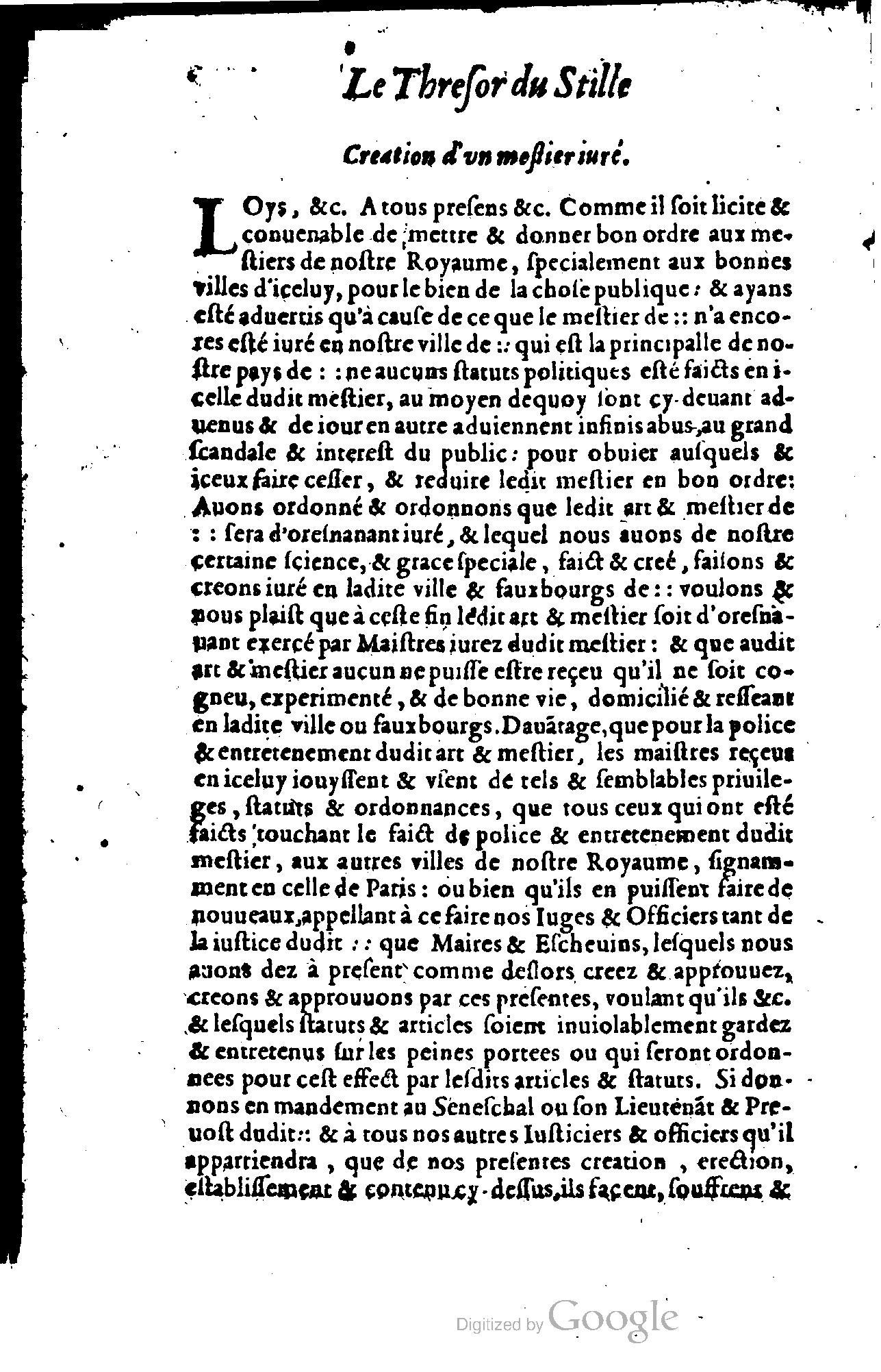 1614 - Jean Richer - Trésor du nouveau style et protocole de la chancellerie de France - BSB Munich
