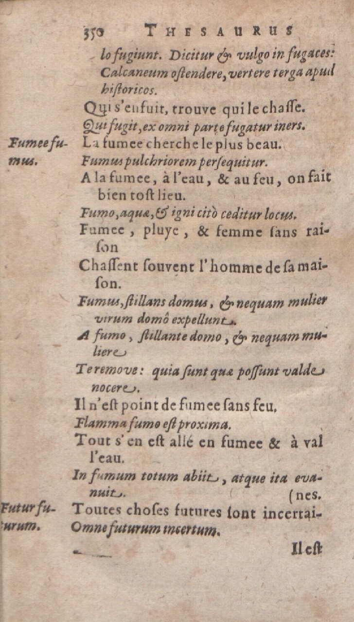 1612 - Dominicus Custos - Trésor des proverbes français  - Bibliopol-Olomuc