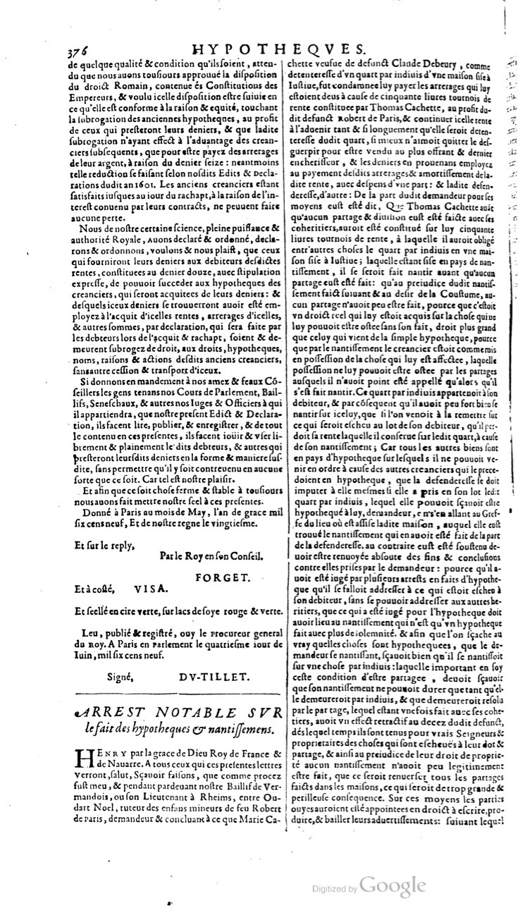 1629 - Veuve Nicolas Buon - Trésor du droit français (21754 T. 2) - BM Lyon