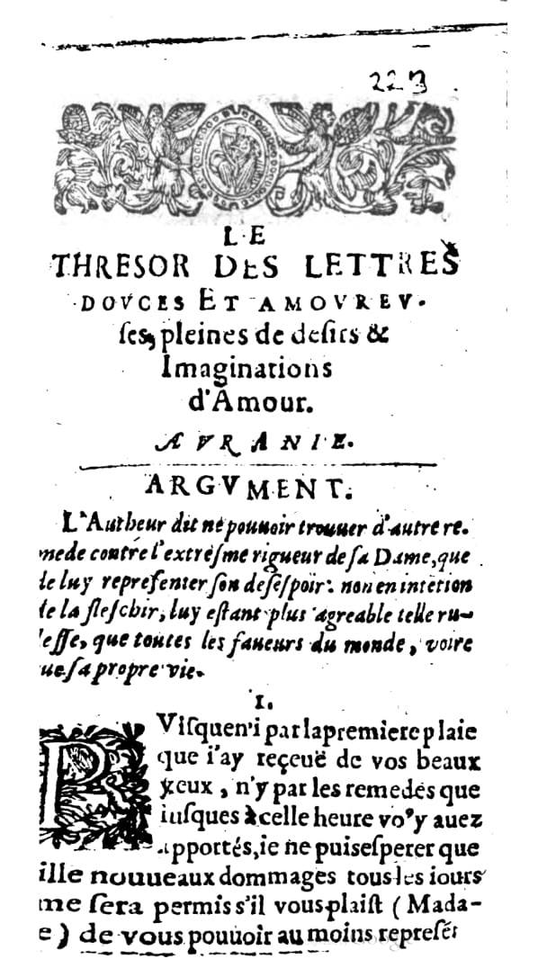 1624 - Nicolas Oudot - Trésor des lettres douces et amoureuses - BNC Florence