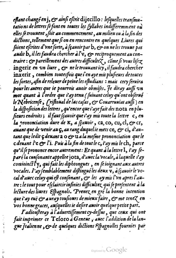 1621 - Adrian Tiffaine - Trésor des deux langues espagnole et française - BM Lyon