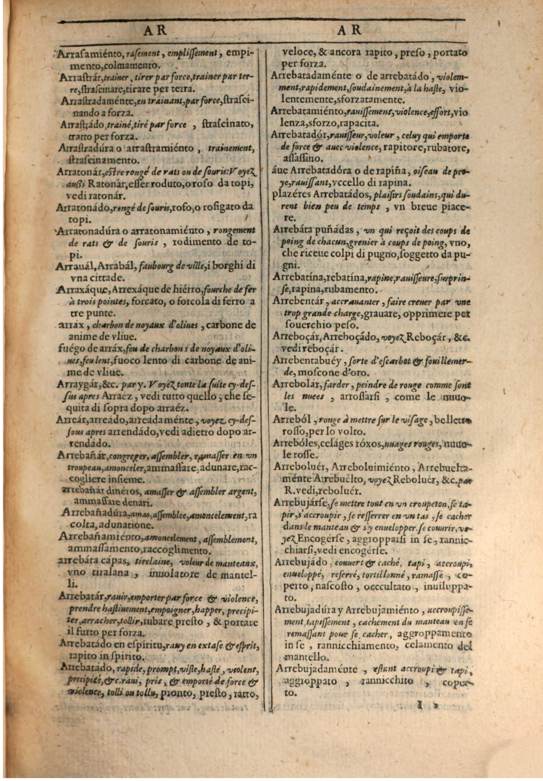 1609 - Philippe Albert et Alexandre Pernet - Trésor des trois langues française, italienne et espagnole (Première partie) - BSB Munich