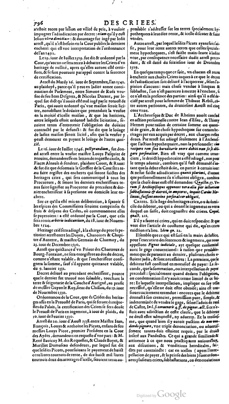 1629 - Veuve Nicolas Buon - Trésor du droit français (21754 T. 1) - BM Lyon