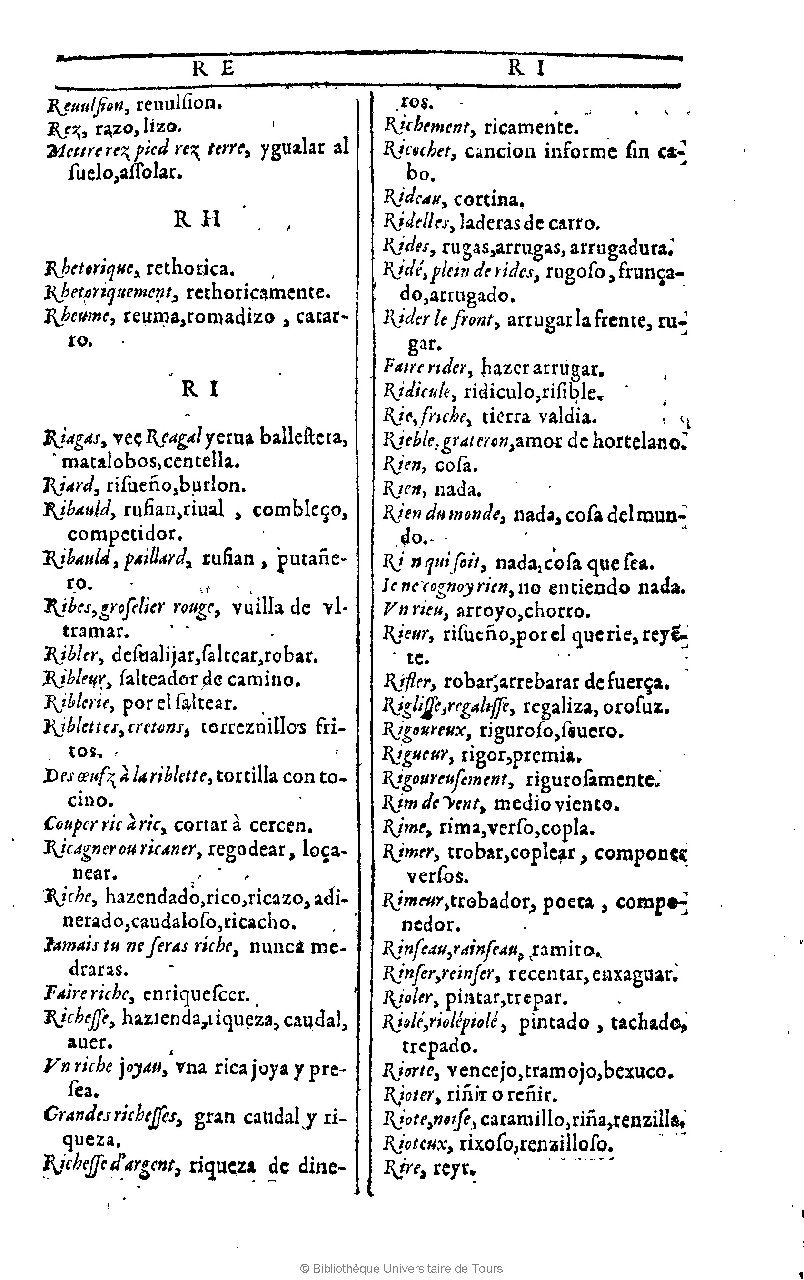 1607 - Marc Orry - Trésor des deux langues espagnole et française (Première et Seconde parties) - BU Tours
