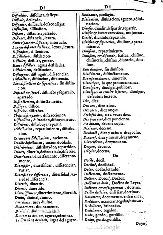1616 - Veuve Marc Orry - Trésor des deux langues espagnole et française (Première et Seconde parties) - BM Lyon