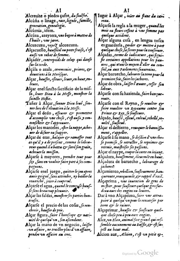 1621 - Adrian Tiffaine - Trésor des deux langues espagnole et française - BM Lyon