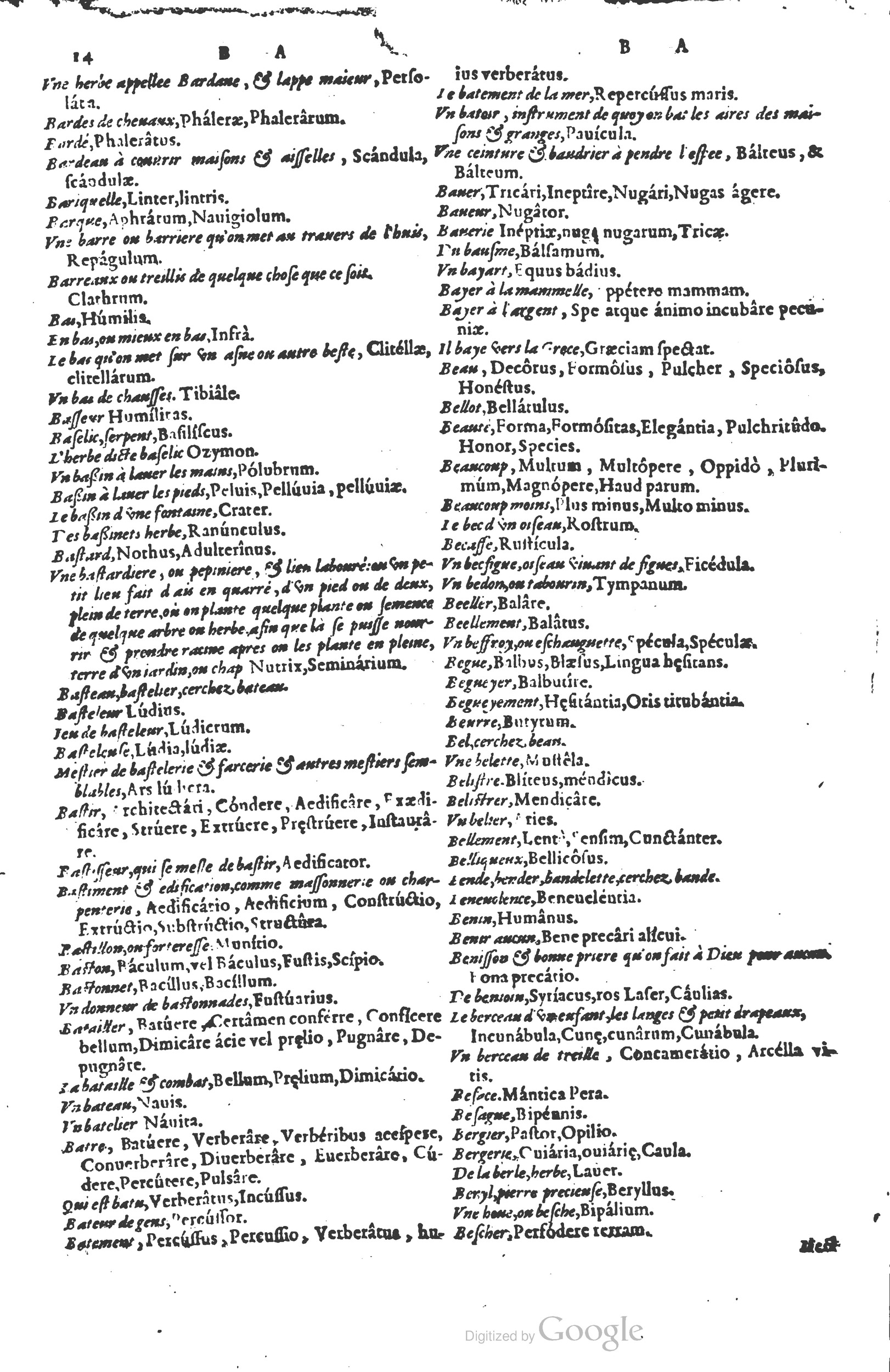 1578 - Louis Cloquemin - Trésor des mots et traits français - BSB Munich