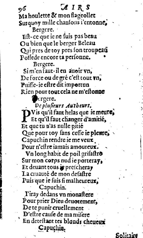 1606 - Théodore Reinsart - Trésor des chansons amoureuses recueillies des plus excellents airs de cour - Livre I - NK ČR Prague