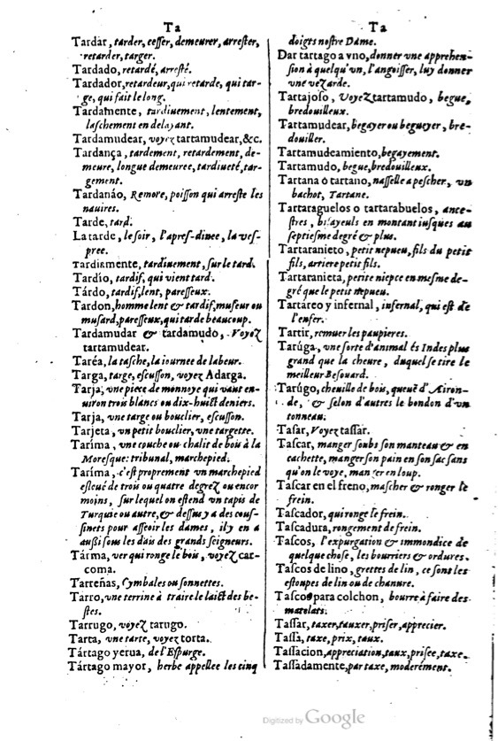 1621 - Adrian Tiffaine - Trésor des deux langues espagnole et française - BM Lyon