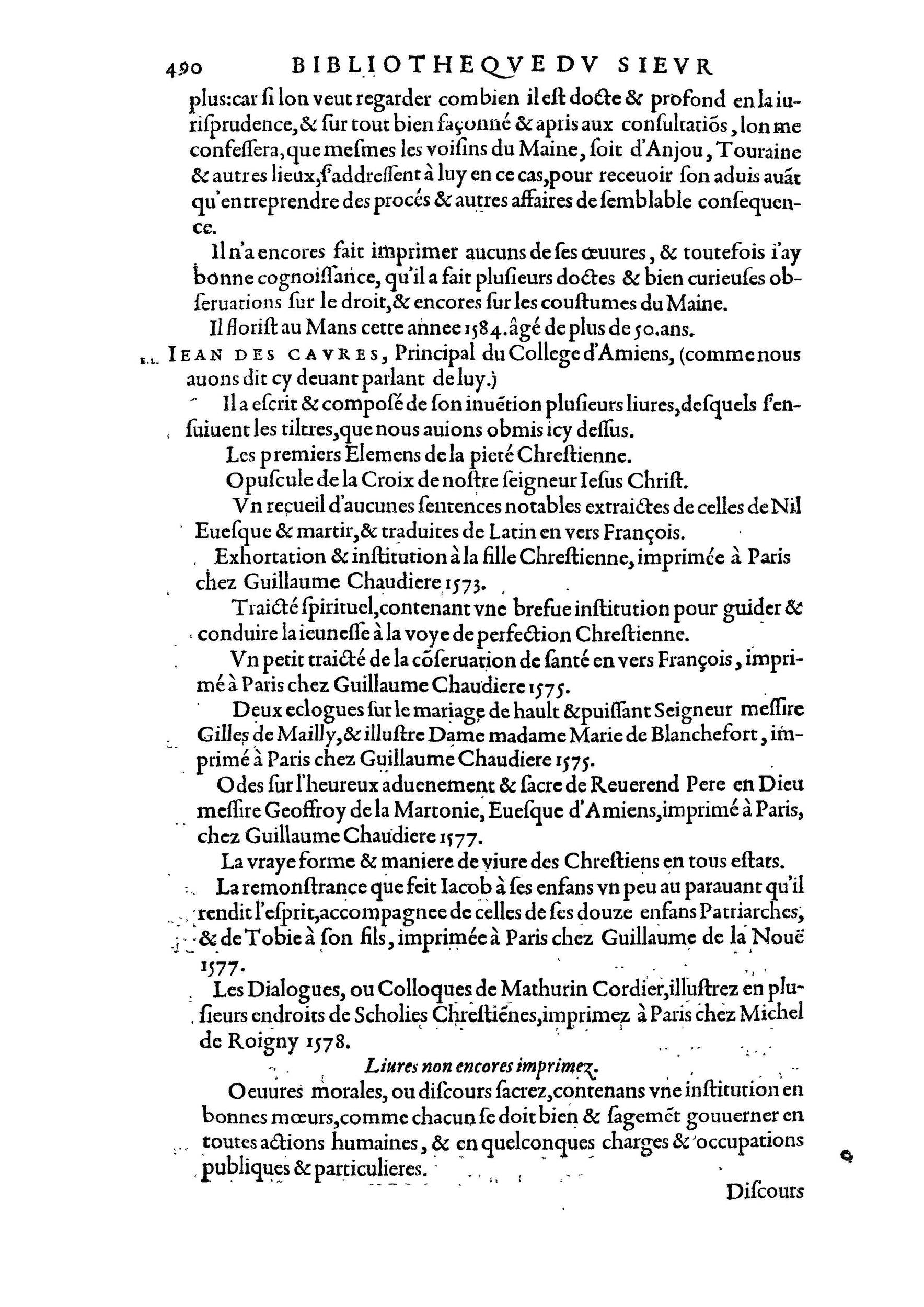 1584 - Abel L&#039;Angelier - Bibliothèques françaises - BnF