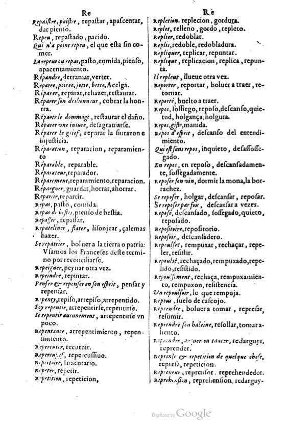 1621 - Adrian Tiffaine - Trésor des deux langues espagnole et française - BM Lyon