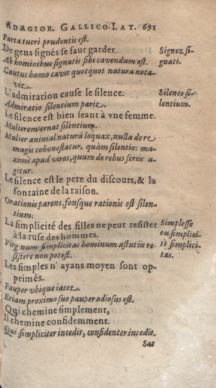 1612 - Dominicus Custos - Trésor des proverbes français  - Bibliopol-Olomuc