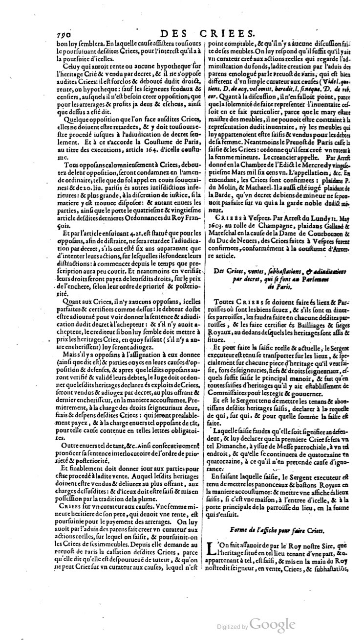 1629 - Veuve Nicolas Buon - Trésor du droit français (21754 T. 1) - BM Lyon