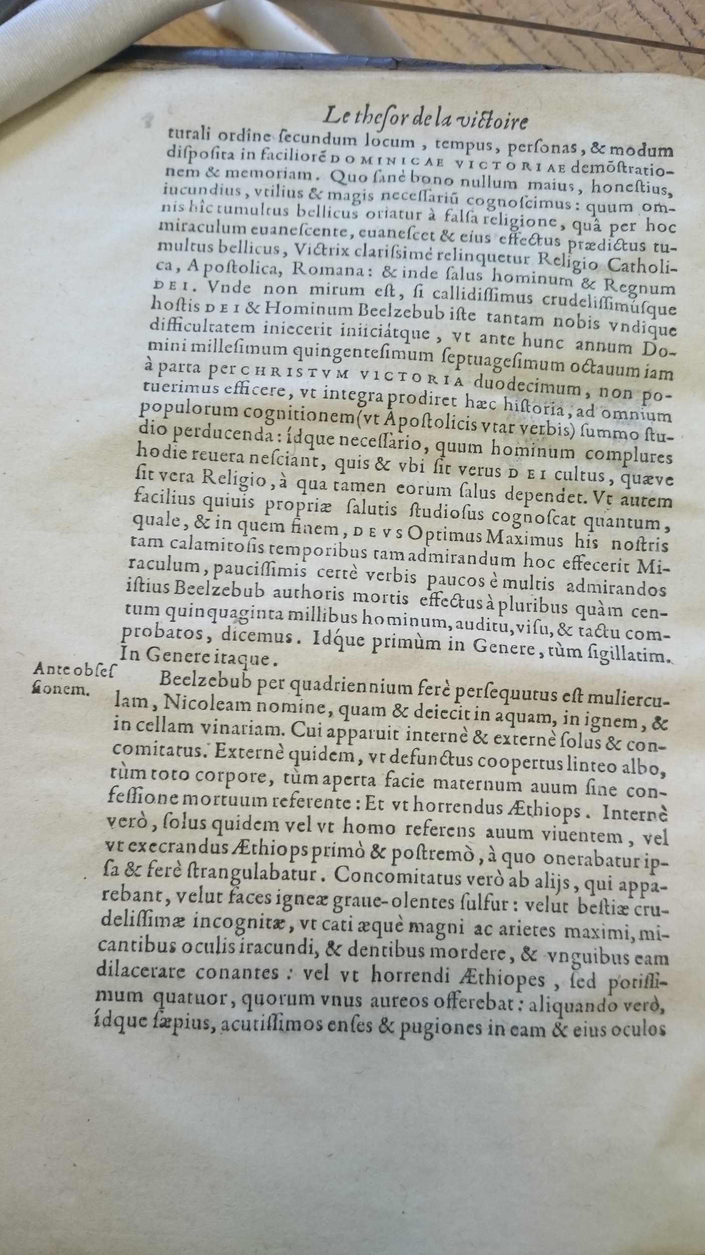 1578 - Nicolas Chesneau - Trésor et entière histoire de la triomphante victoire du corps de Dieu sur l’esprit malin - Douai Quincy 1578 - Nicolas Chesneau - Trésor et entière histoire de la triomphante victoire du corps de Dieu sur l’esprit malin - Douai Quincy