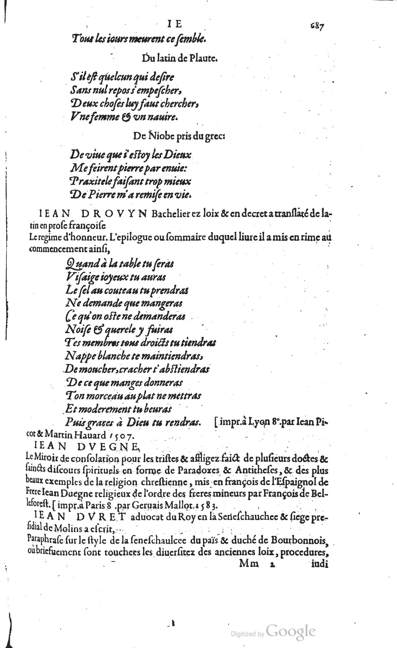 1585 - Barthélemy Honorat - Bibliothèques françaises - BSB Munich