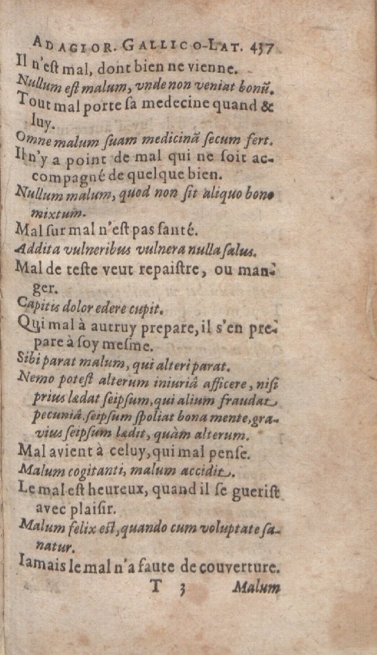 1612 - Dominicus Custos - Trésor des proverbes français  - Bibliopol-Olomuc