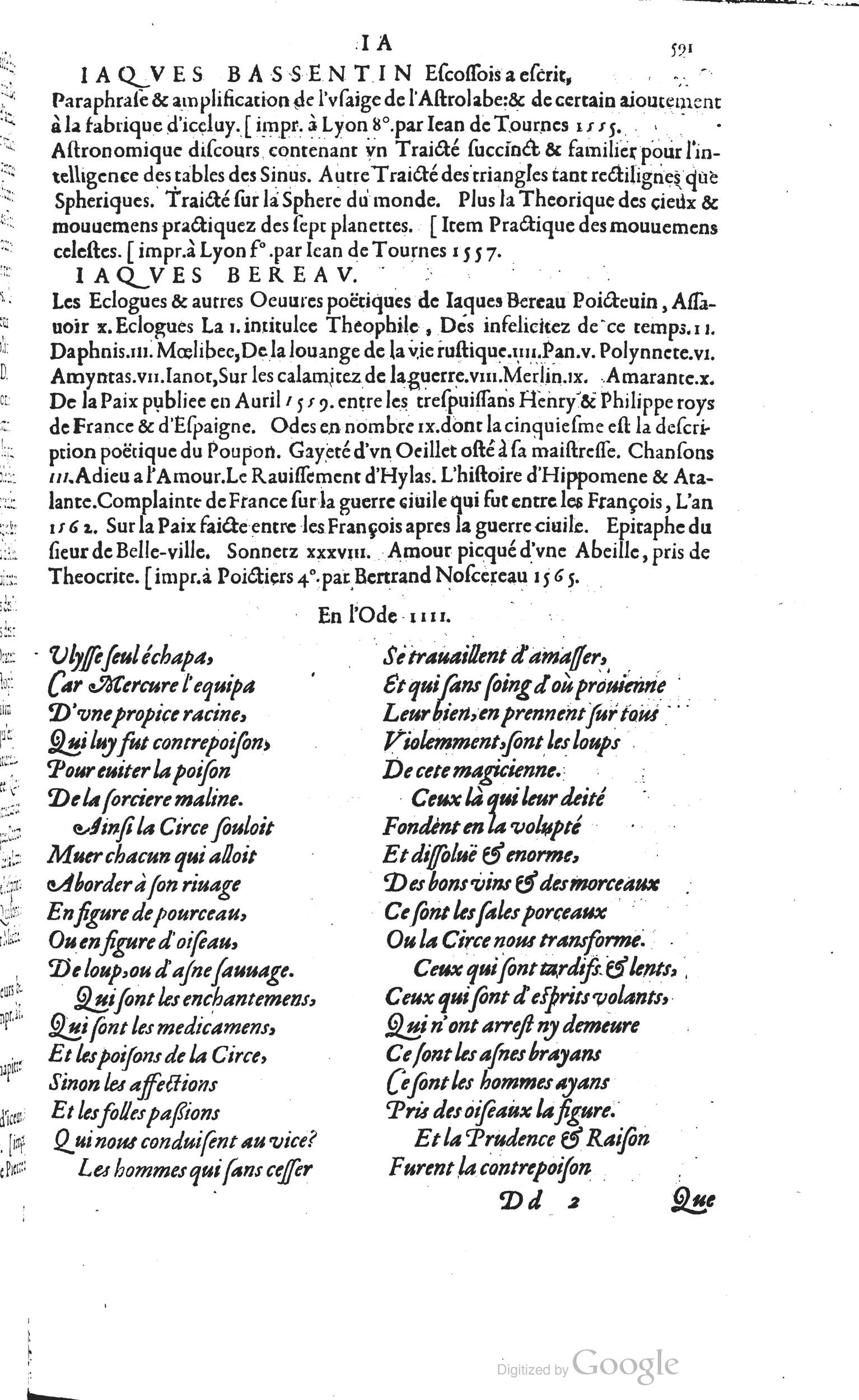 1585 - Barthélemy Honorat - Bibliothèques françaises - BSB Munich