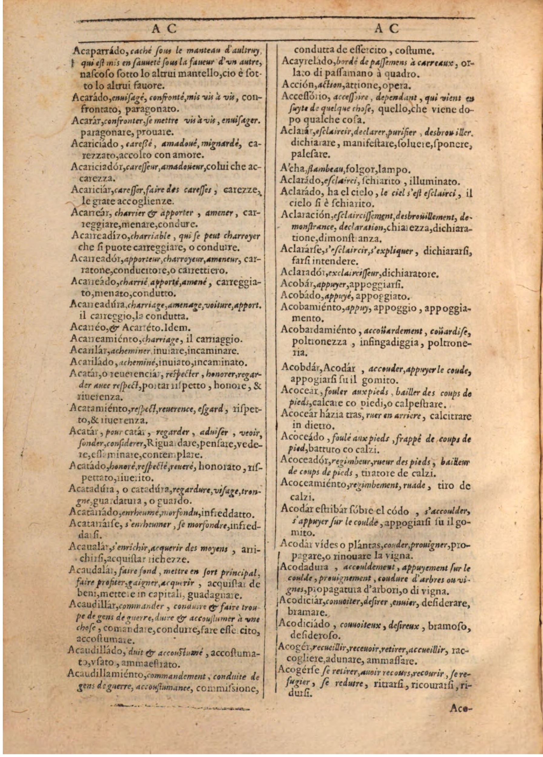 1609 - Philippe Albert et Alexandre Pernet - Trésor des trois langues française, italienne et espagnole (Première partie) - BSB Munich