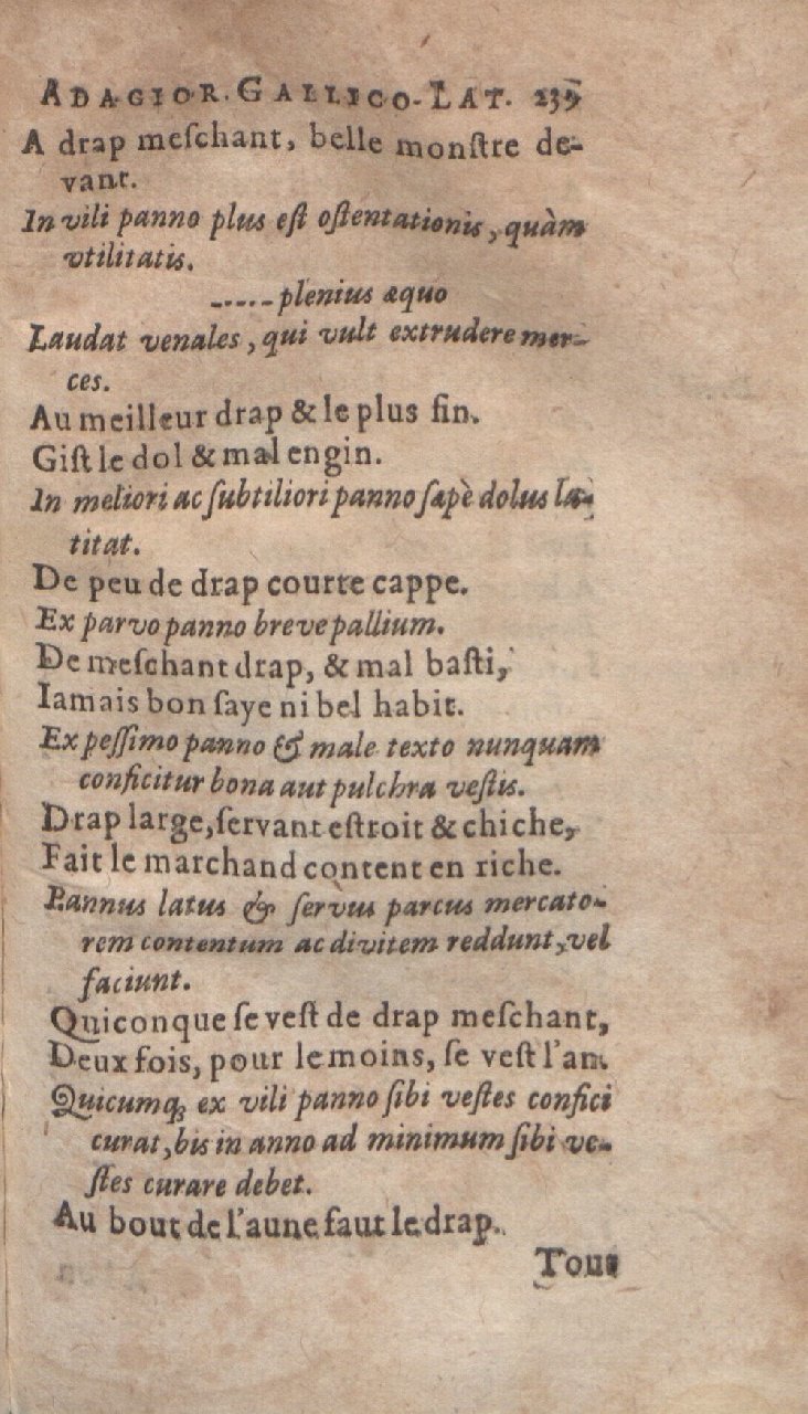 1612 - Dominicus Custos - Trésor des proverbes français - Bibliopol-Olomuc 1612 - Dominicus Custos - Trésor des proverbes français - Bibliopol-Olomuc