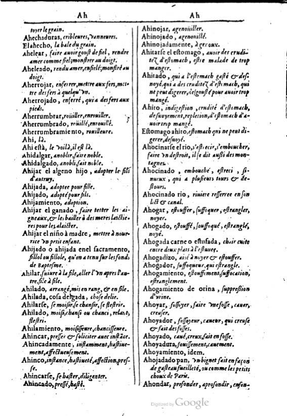 1616 - Veuve Marc Orry - Trésor des deux langues espagnole et française (Première et Seconde parties) - BM Lyon