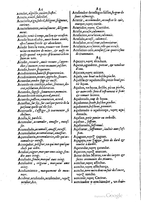 1621 - Adrian Tiffaine - Trésor des deux langues espagnole et française - BM Lyon