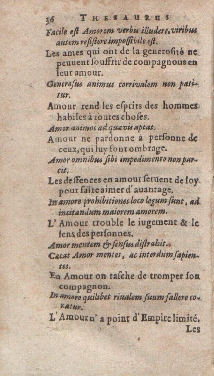 1612 - Dominicus Custos - Trésor des proverbes français  - Bibliopol-Olomuc