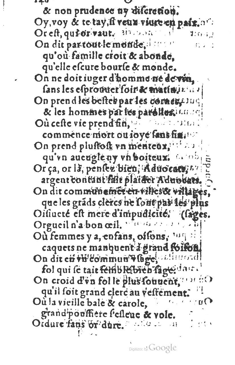 1581 - Nicolas Bonfons  - Trésor des sentences dorées - Princeton