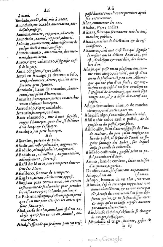 1621 - Adrian Tiffaine - Trésor des deux langues espagnole et française - BM Lyon