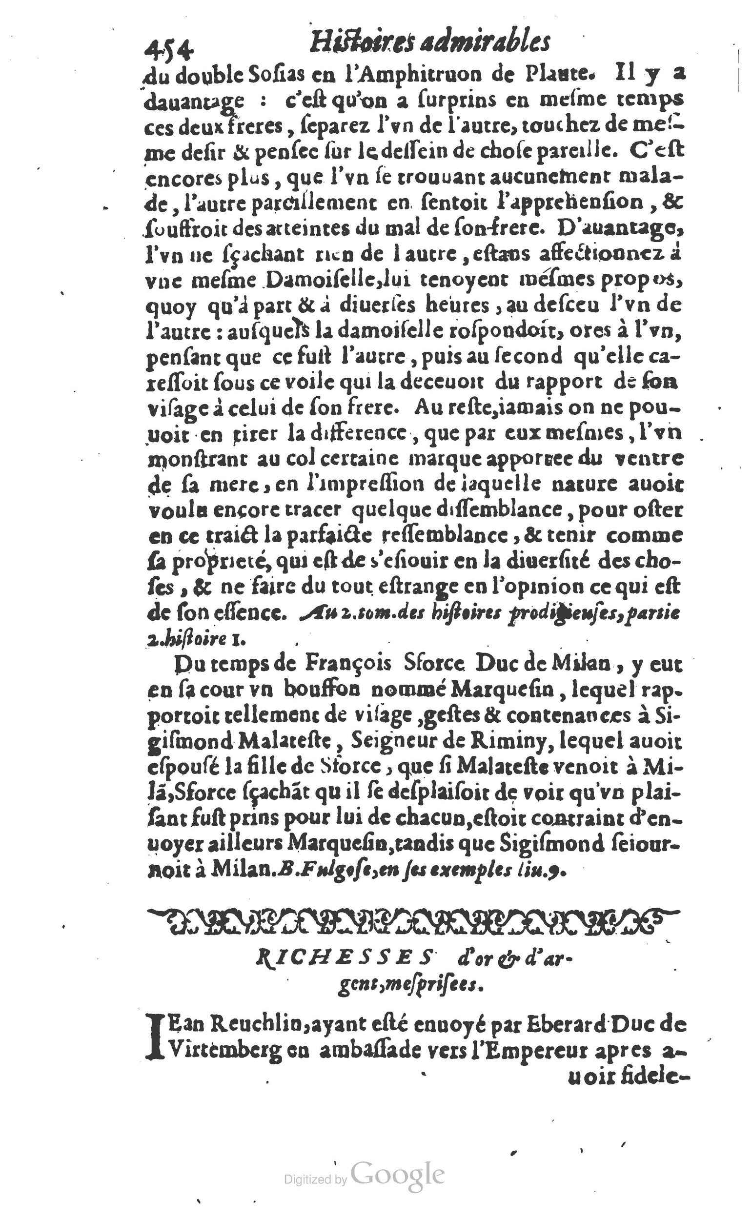 1610 - Paul Marceau - Trésor d’histoires admirables et mémorables - Princeton