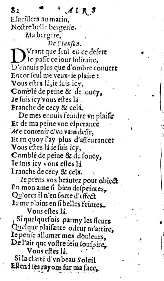 1606 - Théodore Reinsart - Trésor des chansons amoureuses recueillies des plus excellents airs de cour - Livre I - NK ČR Prague