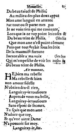 1623 - Jacques Cailloüé - Trésor ou recueil des chansons amoureuses - British Library