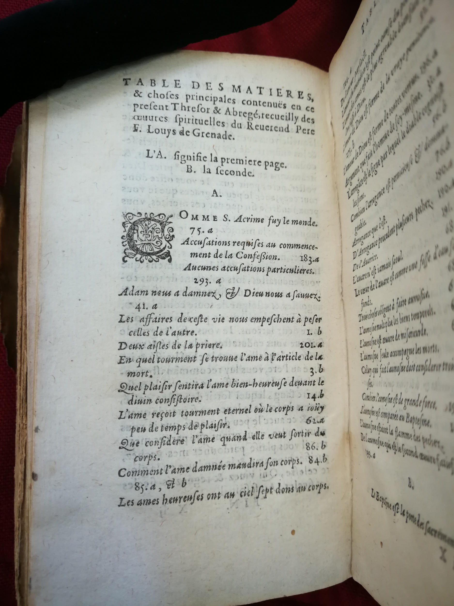 1596 - Guillaume Chaudière - Trésor de toutes les œuvres spirituelles du révérend Père F. Louis de Grenade - BM Tours