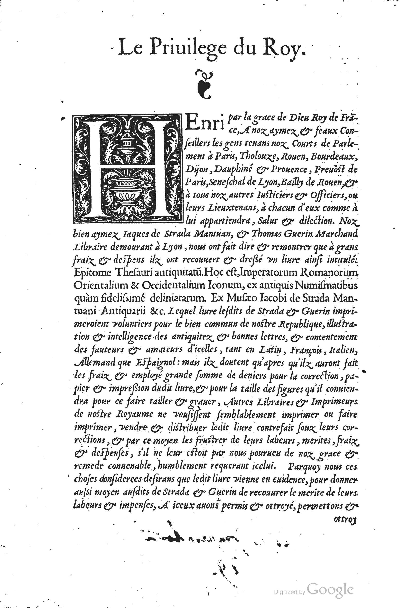 1553 - Jacopo Strada et Thomas Guérin - Épitome du Trésor des antiquités - Prague